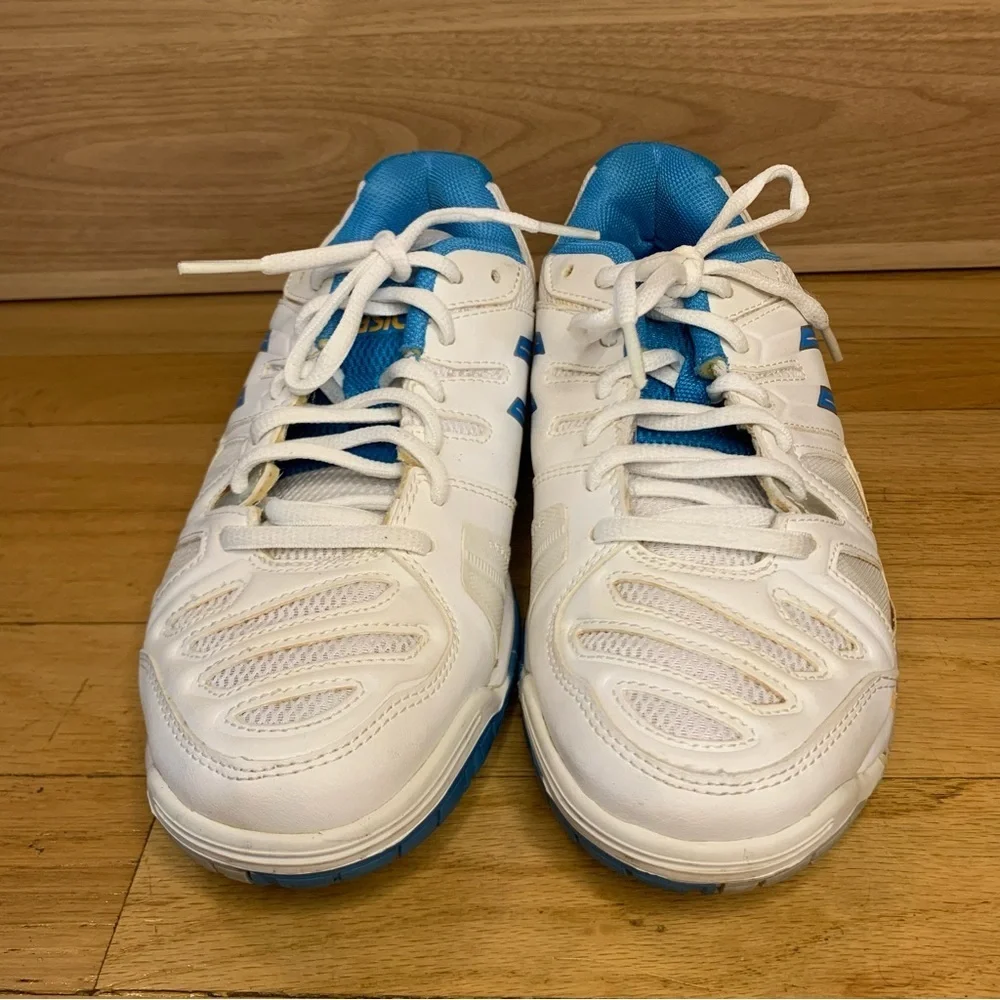 ASICS White and Blue GEL Game 5 Women's Tennis Shoes - Size 7